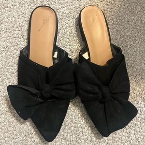A New Day Black Fabric Mules with Bow
